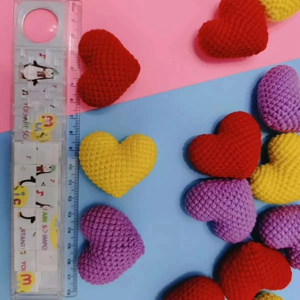 Handmade Crochet Red Heart Accessories , Crochet Color Heart for Cloths&Hat Decor,Handmade Wool Ornament ,Knitting Accessorie