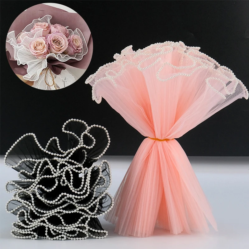 Pearl Mesh Ribbon Roll For Flower Bouquet & Gift Wrapping