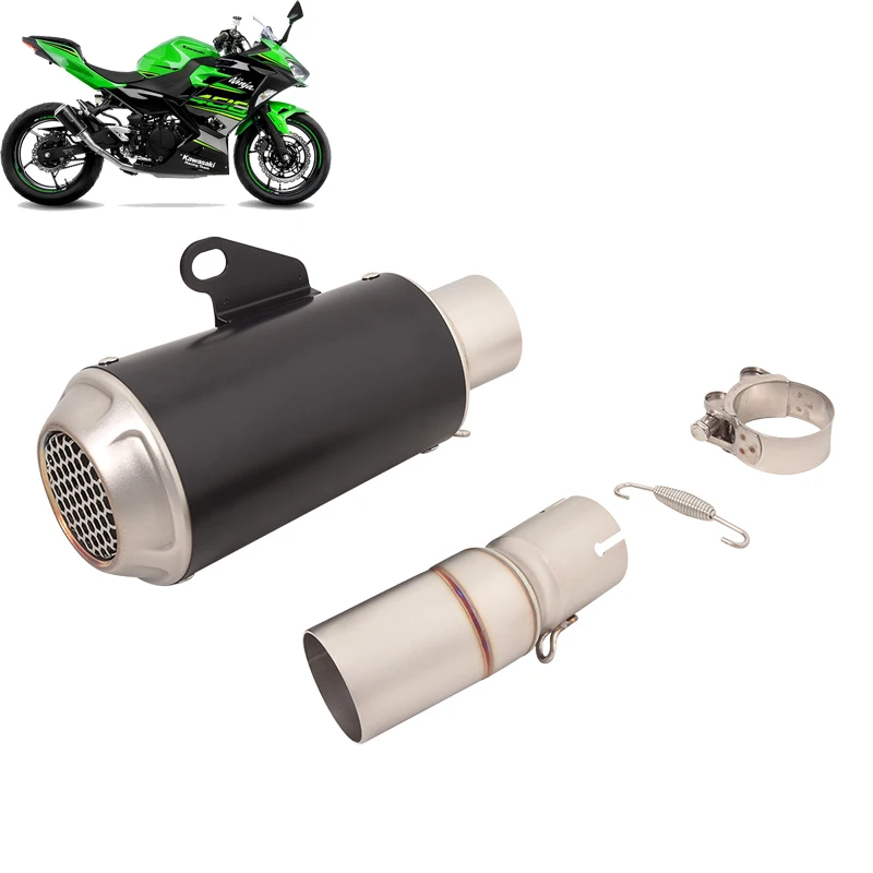 

Slip-On Motorcycle Exhaust System Muffler Tail Pipe Stainless Steel Escape Mid Connect Link For Kawasaki Z400 Ninja400 2018-2022