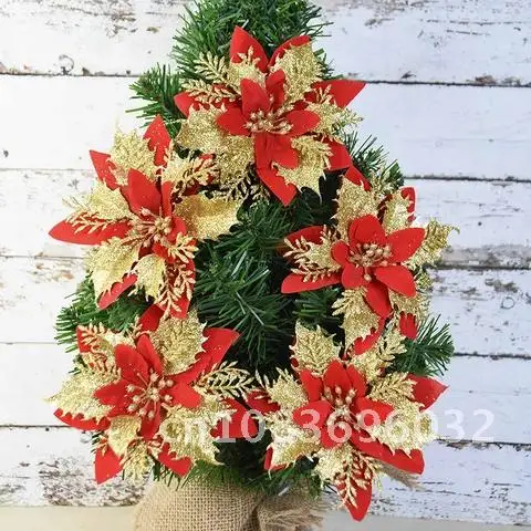 

5pcs Wedding Christmas Faux Flowers Decorations Xmas Tree Flower Decor 14cm Artificial Flower Heads