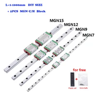 1 ชิ้น MGN7 MGN12 MGN15 MGN9 L 100 มิลลิเมตร 300 500 มิลลิเมตรถึง 1200 มิลลิเมตร Miniature Linear Rail + 2 ชิ้น MGN คู่มือเชิงเส้น Carriage สําหรับ 3D เครื่องพิมพ์ 5