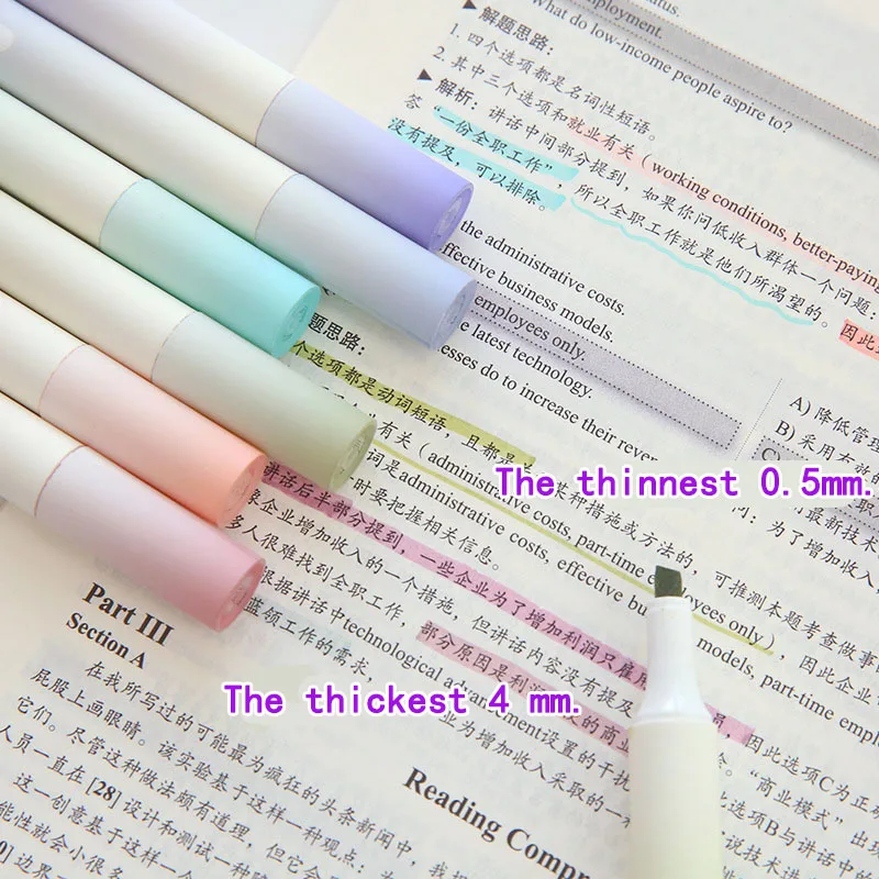 귀여운 펜 컬러 마커 하이라이터 세트, 더블 엔드 파스텔 스테빌로, 카와이 한국 문구 학용품
