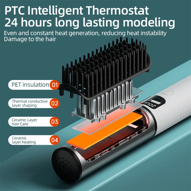 Electric Hot Comb Multi-function Wireless Hair Straightening Comb Negative Ion Anti Hot Styling Tool Hair Straightening Brush - Image 3