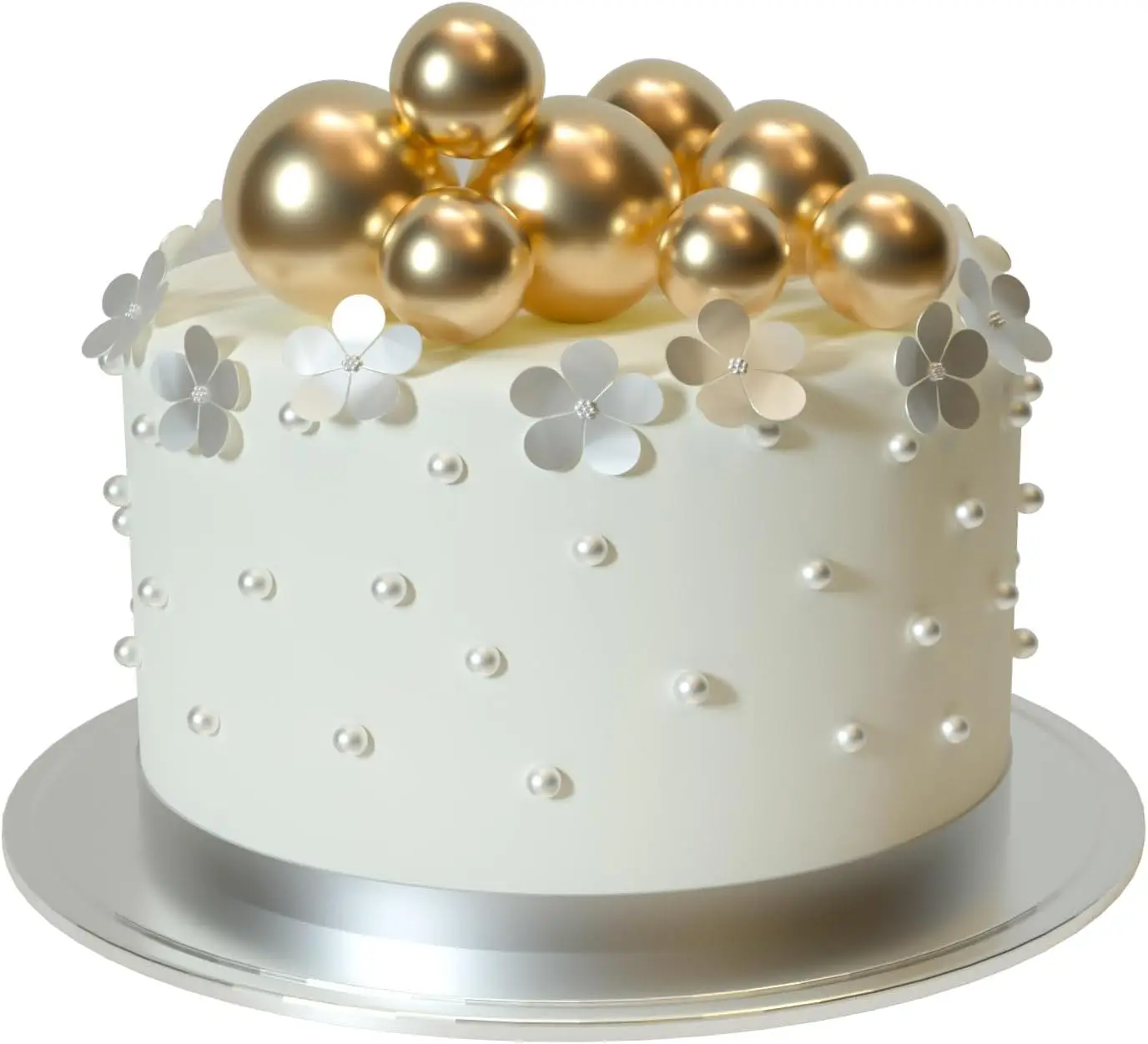 20 Pcs Gold Ball Cake Topper Decorations - Mini Balloons Cake Picks with Sticks for Cake Decorating, Party Supplies