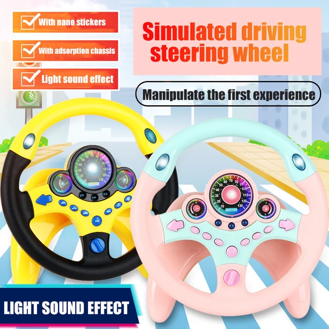 Eletric Simulation Steering Wheel Toy Baby Kids Musical Educational Copilot Stroller Steering Wheel with Light Sound Vocal Toys 1