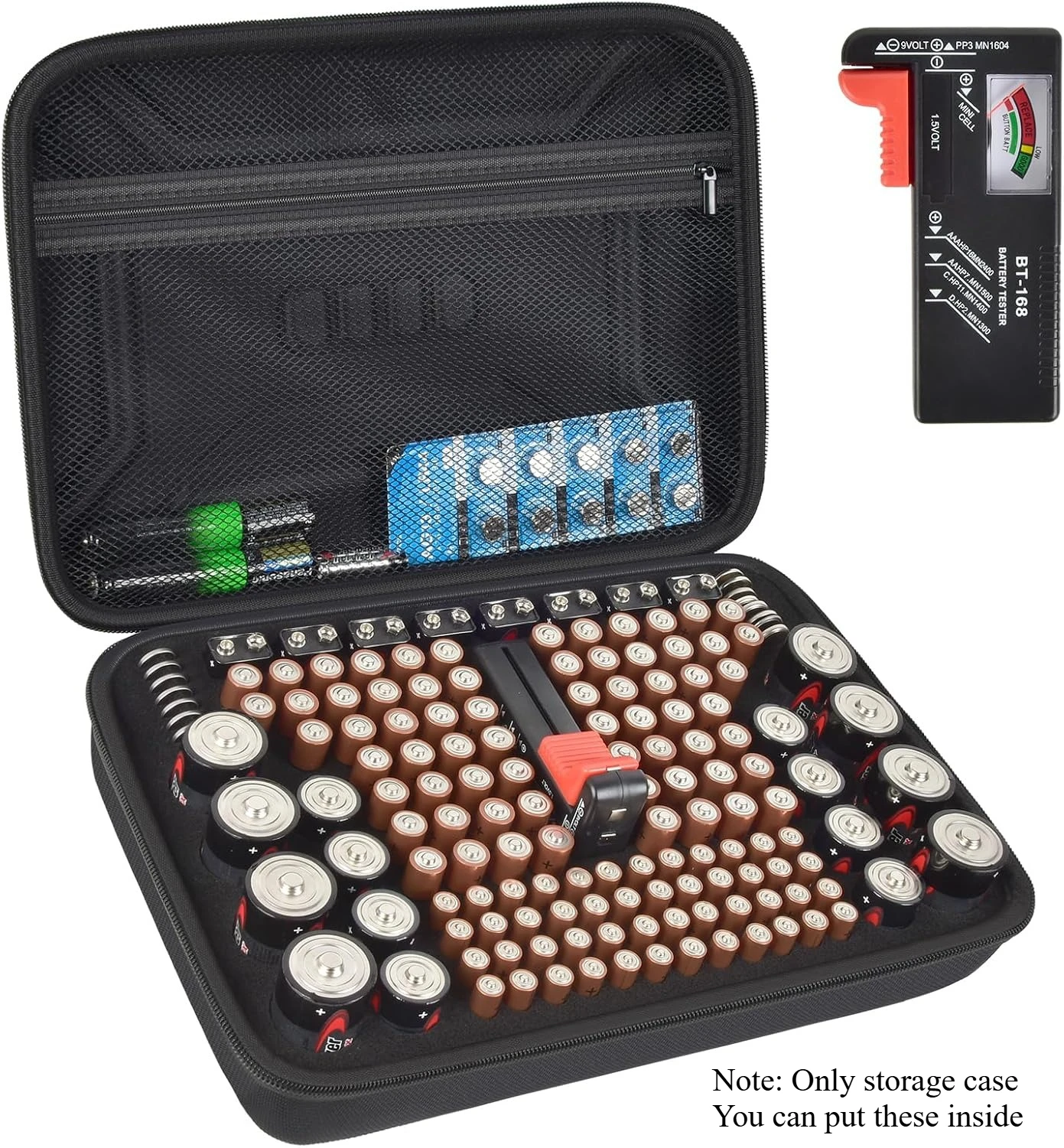 Battery Organizer and Storage Case with Tester
