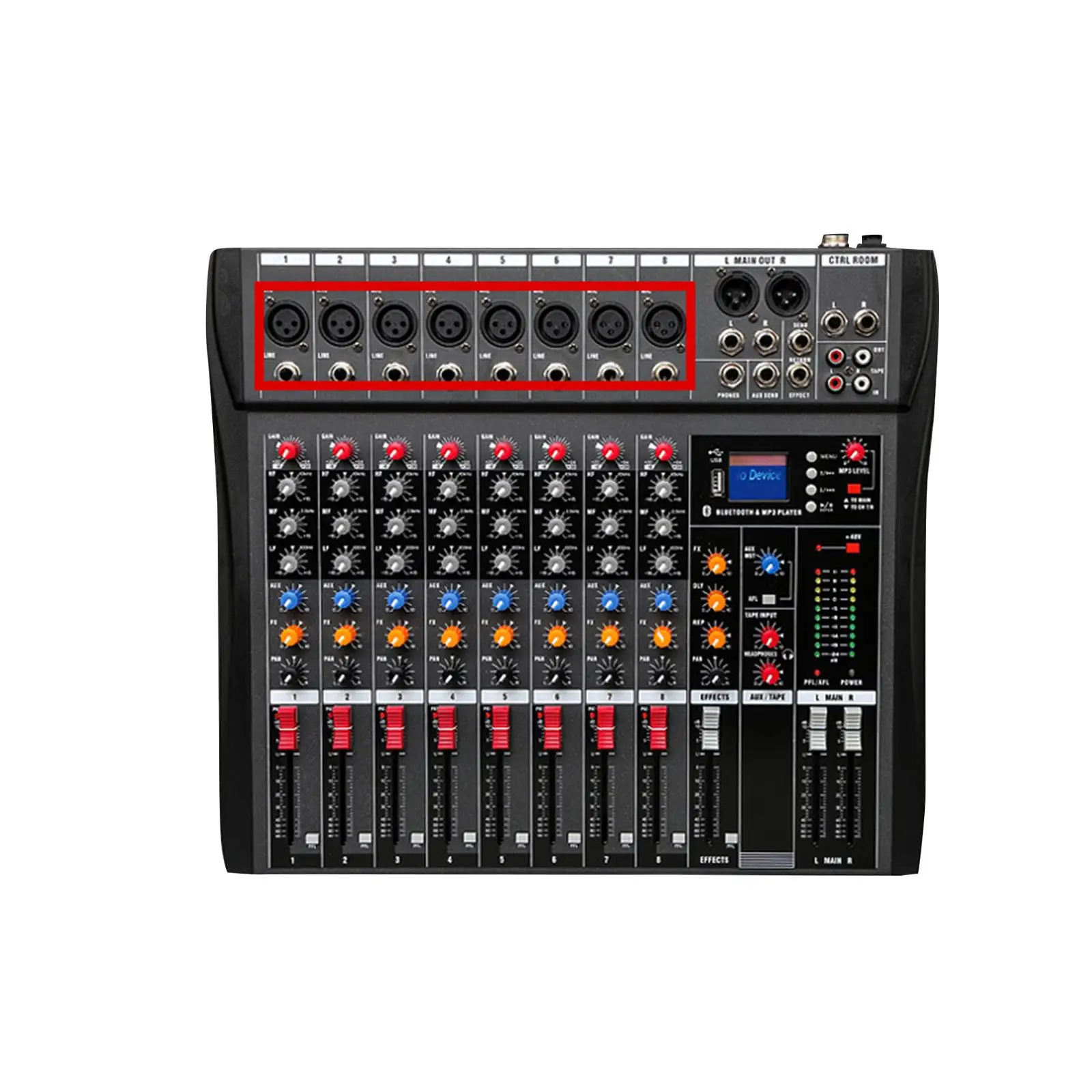 

8 Channel Mixer Sound Mixing Console Sound Board Console Mini Sound Mixer for Gaming Podcasting Karaoke Broadcast Game Voice