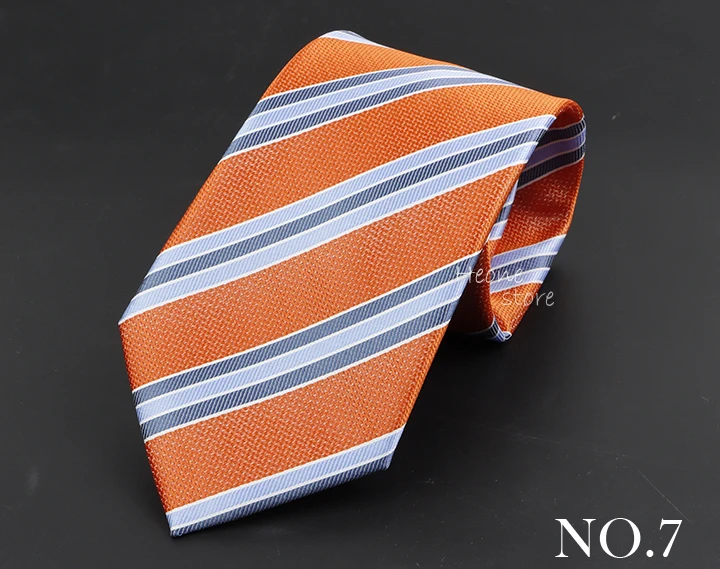 Luxus-Business-Männer-Krawatte, Salbeigrün, orange, gestreift, für Hochzeit, Party, Büro, Gruppe, Urlaub, Party, Alltag, Krawattenzubehör – Detail 8