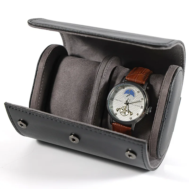 Fashion Casual Multi-Color Leather Watch Box with 3 Slots - Portable Dustproof Travel Storage