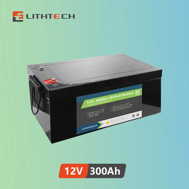 Batteria Al Litio Lithtech 12 V 300Ah 12 Volt 300 Ah Batteria Lifepo4 Batteria Agli Ioni Di Litio 12 V 300