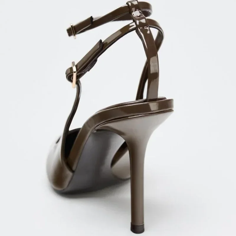 Sexy Pointed Toe Ankle Straps Buckle Women Pumps Patent Leather Slingbacks High Heels Elegant Party Shoe Stiletto Heeled Sandals 22 Sexy Pointed Toe Ankle Straps Buckle Women Pumps Patent Leather Slingbacks High Heels Elegant Party Shoe Stiletto Heeled Sandals - Image 4