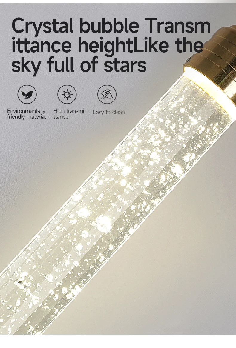 Luxury Crystal Pendant Light - Modern Gold Hanging Lamp for Living Room Bedroom Dining Room Decor