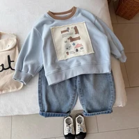 1-7 ans garçons automne Patchwork Shrit printemps solide dessin animé sweat pour enfants beaux enfants sport pulls décontractés 5