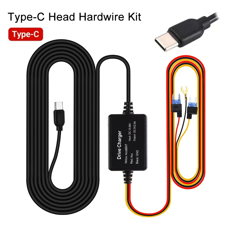 Originale Type-C Buck Line 5V 3A Dvr Hardwire Kit Car Dash Camera Charger 24H Monitoraggio Del Parcheggio