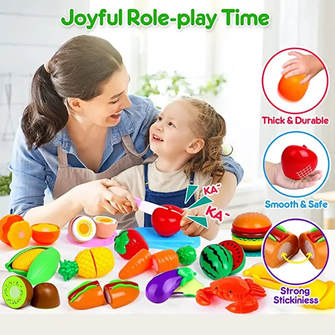 Food Toy Fruit Vegetable Seafood Pizza Hamber Cutting Toys Educational For Baby Gift Kids Toy 3