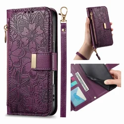 Magnetic Leather Zip Wallet Phone Case with Lanyard - Moto Edge 2024 5G (Purple)