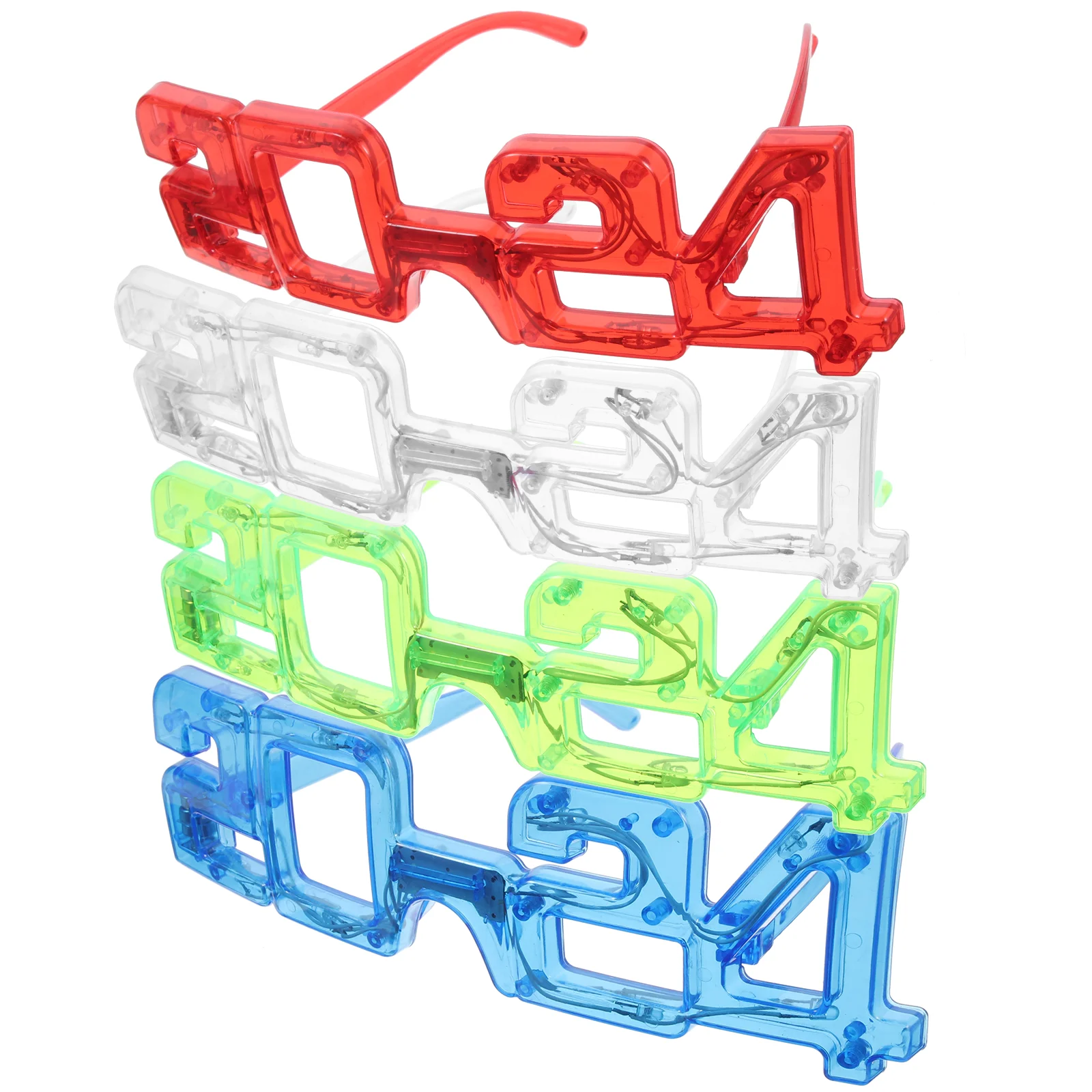 

2024 Eyeglasses Glowing Glasses Plastic Luminous Eyewear Happy New Year Party Favors
