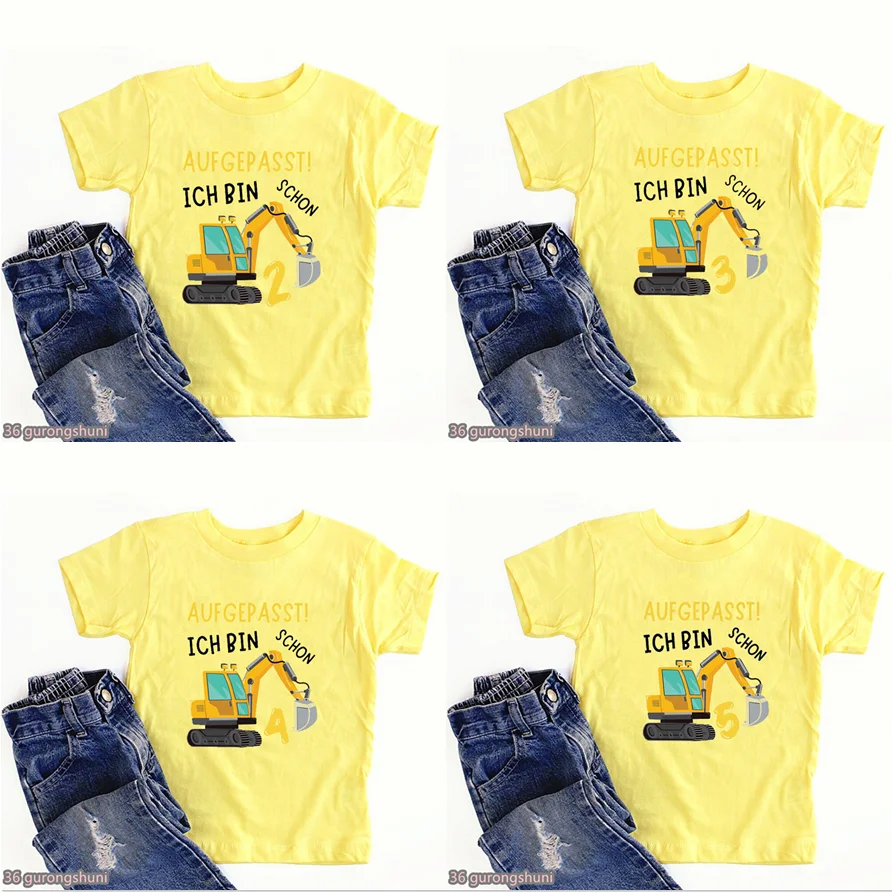 

Funny Excavator T-Shirt Number 2 3 4 5 Birthday Party Gift Shirt Kids Clothes Boys Girls Clothes Short Sleeve T-Shirts Tees Top