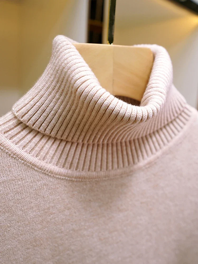 Sweater For Women Winter Thicken Turtleneck Slim Knit Pullover New Warm Plush Velvet Lined Knitwear Jumper Tops Casual Poleras 3