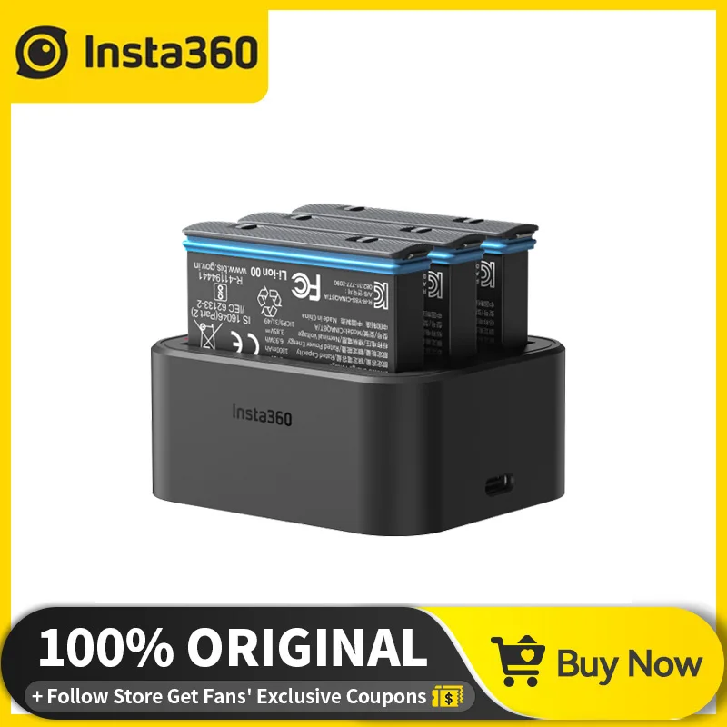 OriginalInsta360ONEX3Battery1800mAhFastChargeHubForInsta360