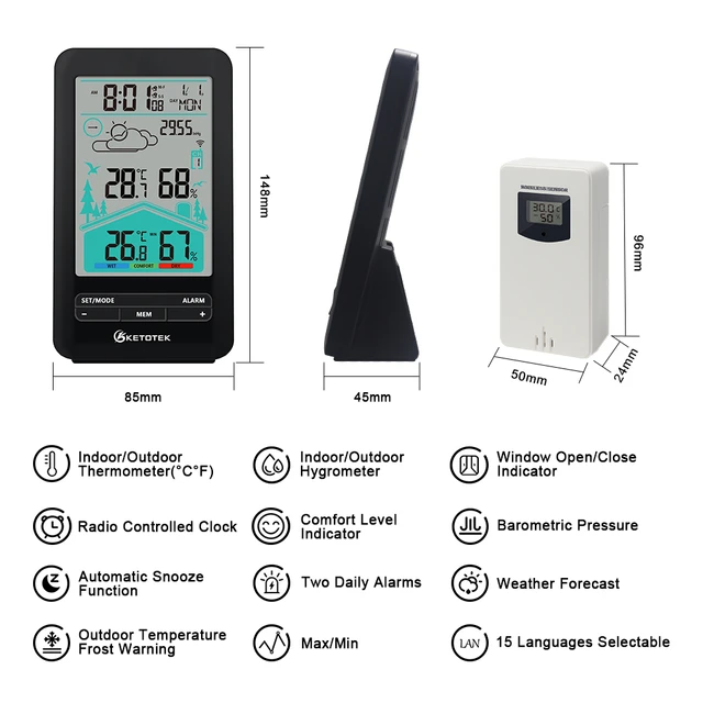 Ketotek Digital Wireless Weather Station Thermometer Hygrometer