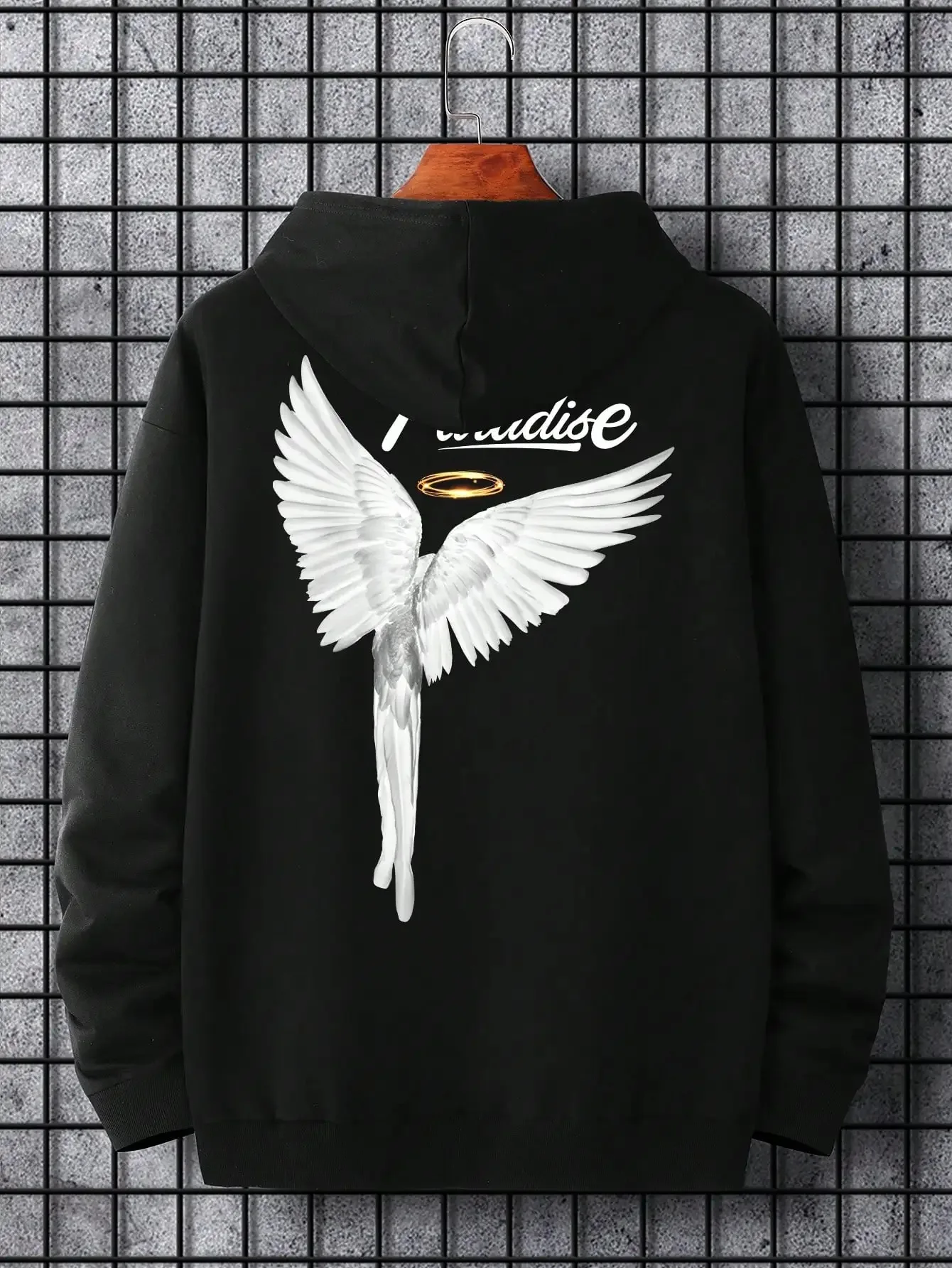 Paradise Angel Wings Pattern Mens Hoodie Fashion New Clothing Pocket All-Match Streetwear Casual Comfortable Hoody For Male