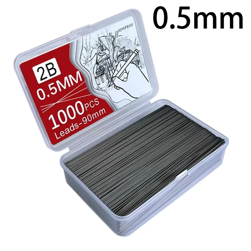 250/500/1000Pcs 기계식 연필심 0.5/0.7/0.9/1.3mm 대용량 교체 가능 연필 리필 학생 문구 용품
