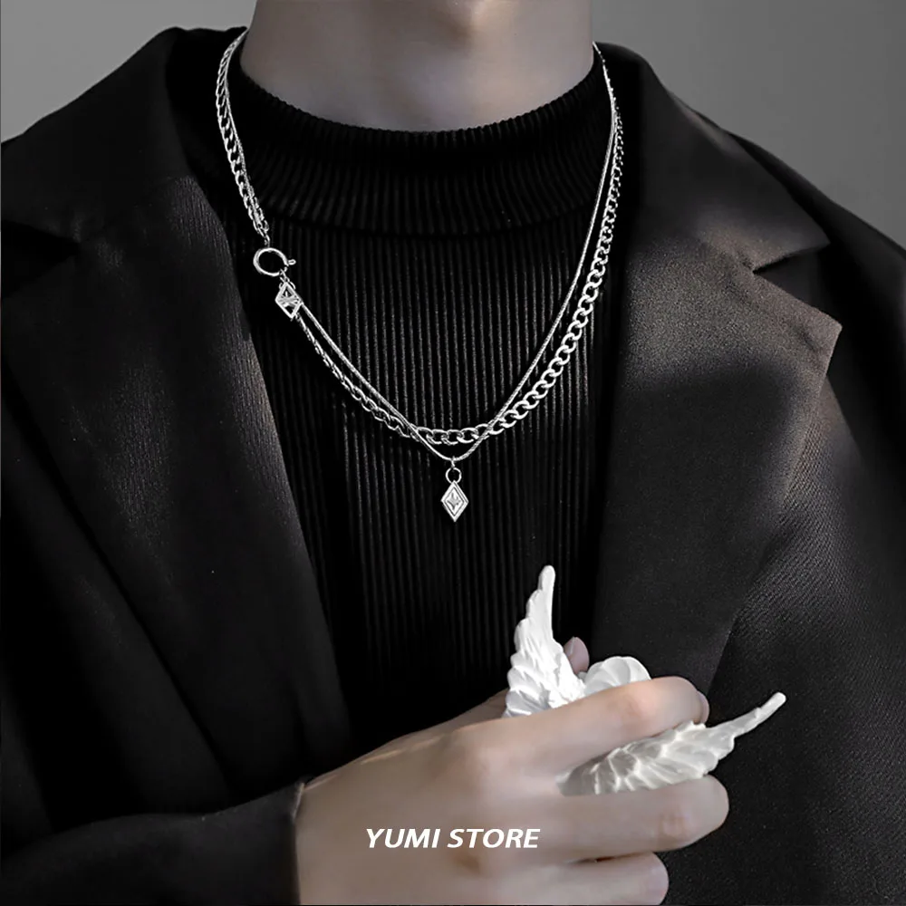 Colar-Cruz-Quadrado-de-Dupla-Camada-para-Homens-e-Mulheres-A-o-Tit-nio ...