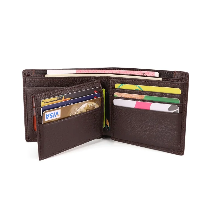 Wallet For Men Top Grade Cow Leather Men Wallets Short Style Fashion Vintage Cowhide Leather Male Purse Business