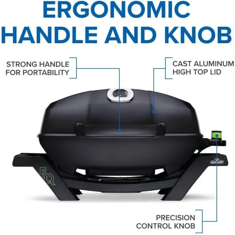 Portable Electric Grill, Black, 1500 Watts, 285 in² (1839 cm²) Cooking Area, Cast Iron Grids, Temperature Gauge 4