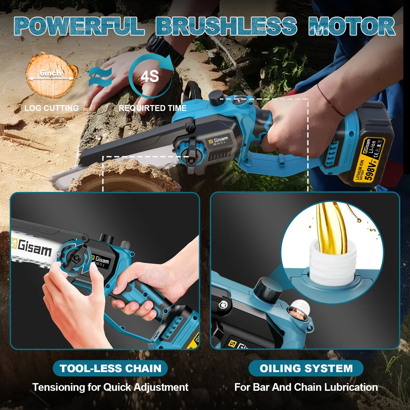 4 IN 1 Brushless Telescoping Pole Electric Chainsaw High Branch Scissor Gardenin