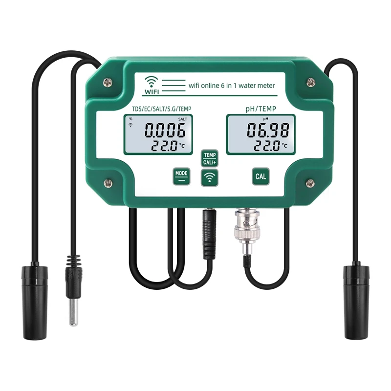 Акция! Цифровой Wi-Fi PH EC TDS измеритель соли S.G. Тестер качества воды 6 в 1 умный