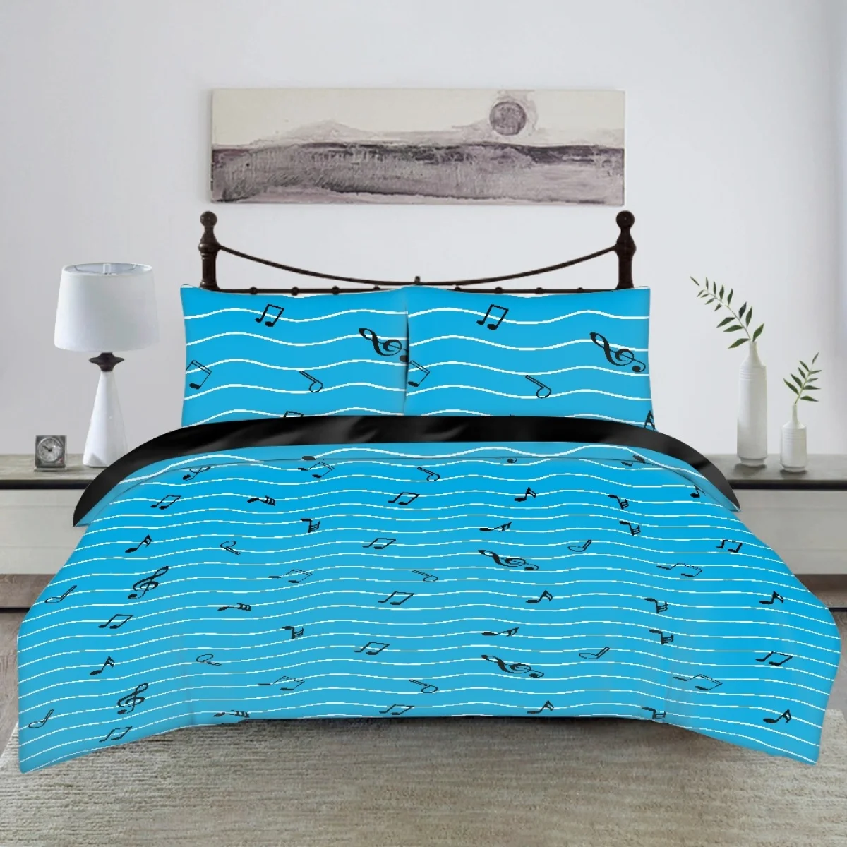 

TOADDMOS Fun Notes Notes Comforter Sets Piano Design Bedding Set Music Print Kids Adult Loose Comfortable Quilt Cover King Size