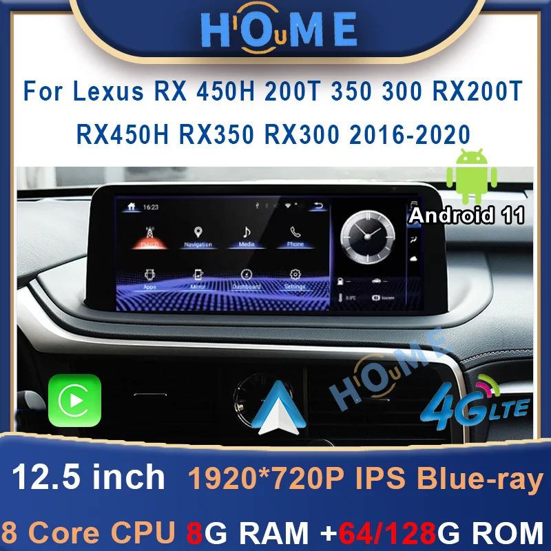 

12.5" Android 11 8+128G Car Radio For Lexus RX RX200t Rx300 Rx350 Rx450h RX400h RX350L Multimedia Video Player CarPlay Autoradio