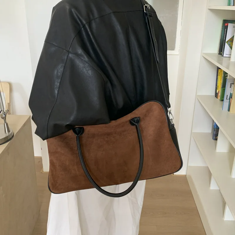Faux Suede Solid Color High Quality Fashionable Versatile Handbag 2025 Women's Product Hot Selling Large Capacity Shoulder Bag