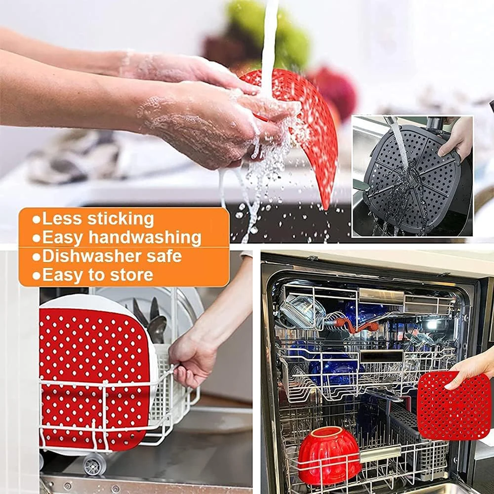 21.5cm Square Silicone Airfryer Liner Reusable Air Fryer Liners for 5QT or Bigger Non-Stick Easy Clean Air Fryer Accessories air fryer liners,air fryer accessories