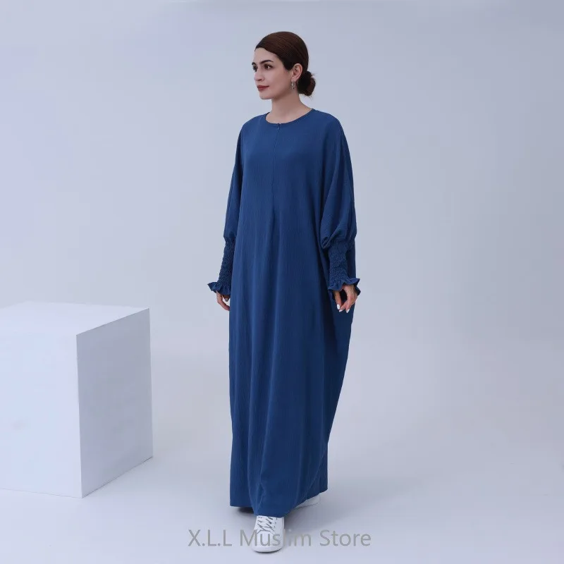 Prayer Clothes Abayas Wrinkle Soft Crepe Women Clothes Dubai Kaftans Turkey Islam Kebaya Robe Caftan Marocain Female Loose Dress