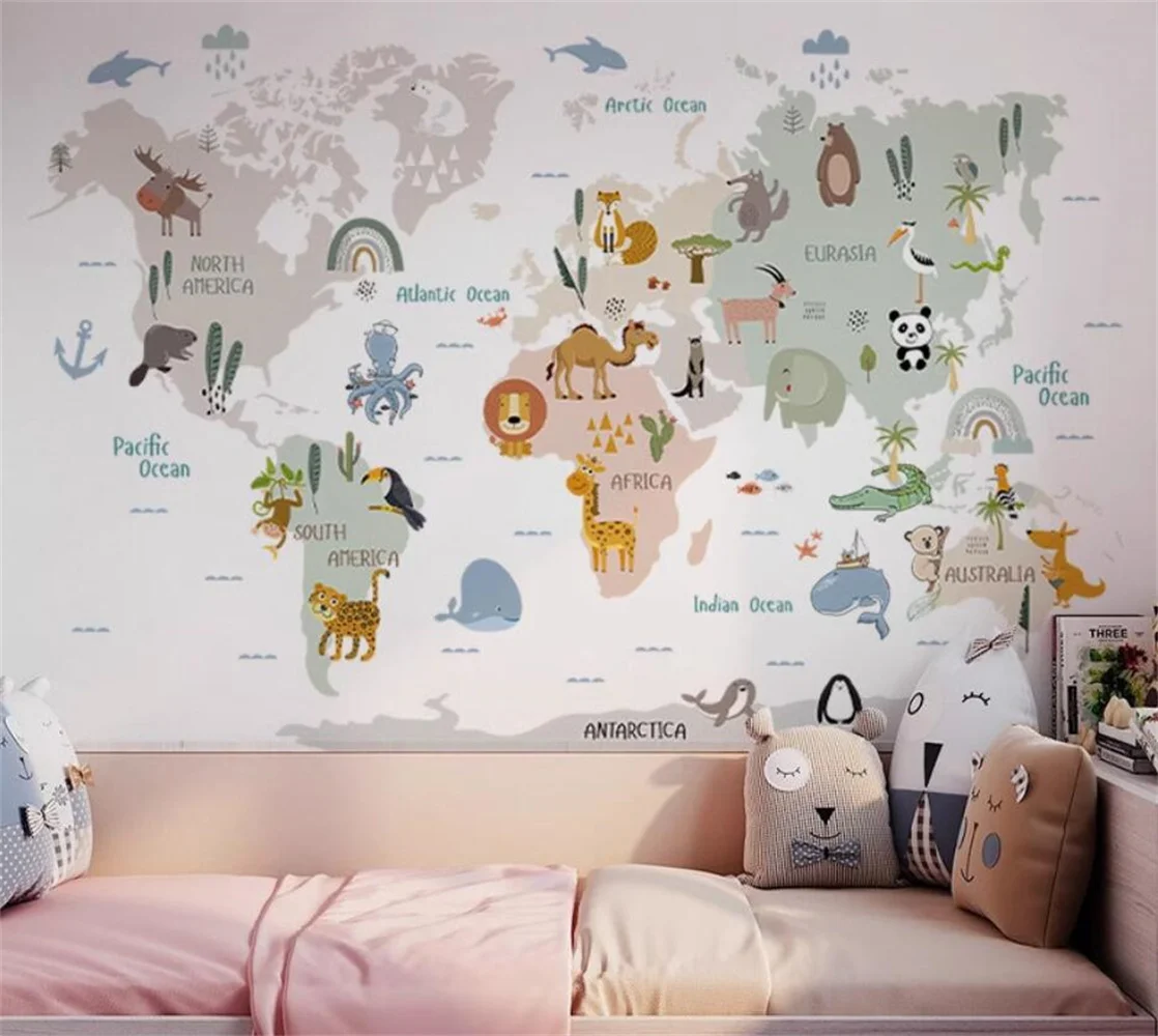 Beibehang-papel de Parede Personalizado para Decoração 3d Mural Cartoon World Background Papéis de Parede