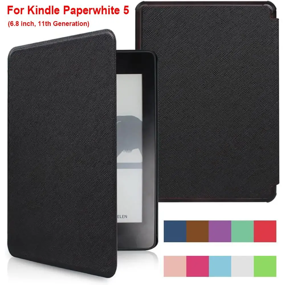 Custodia Per E-Reader In Pelle Pu Da 6.8 Pollici Auto Sleep/Wake Funda Smart Folio Cover Antiurto Colorata Per Kindle Paperwhite 5