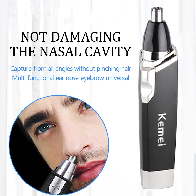 Kemei professional nose hair trimmer beard trimer mens eyebrow nose trimmer for nose and ear cleaner hair removal machine