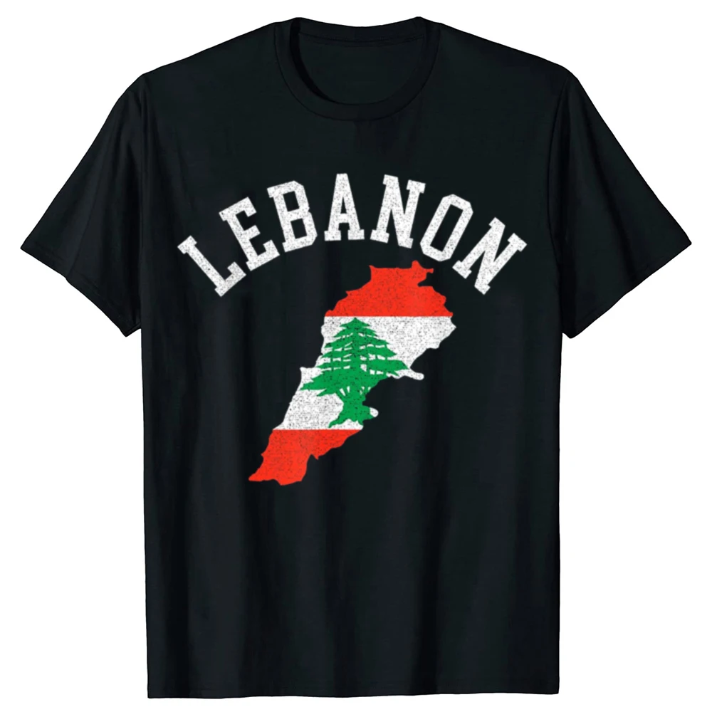Lustige Libanon Flagge Karte Grafik 100% Baumwolle T-shirts Männer frauen Mode Casual T-shirt Lose Übergroßen Streetwear T Shirt