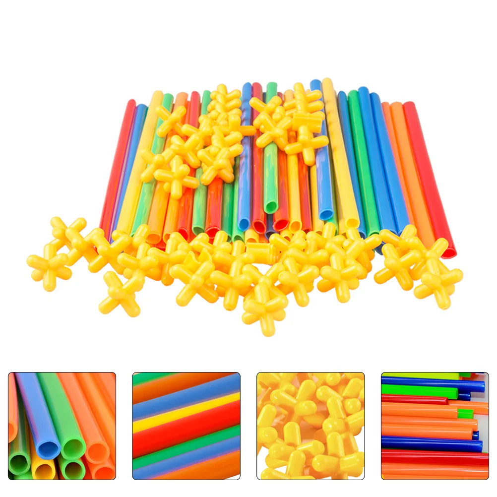 

200 Pcs Toy Straw Blocks Child Building Childrens Tylonal Silica Gel Connection