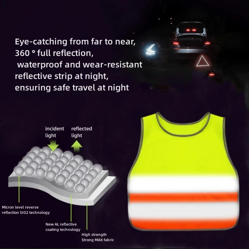 Fluorescent Green Reflective Vest for Kids Traffic Safety
