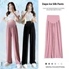Summer Women's Maternity with Pockets Large Size Maternity Trousers Outside Wearing Thin Section of Ice Silk Draped Wide-Legged 3