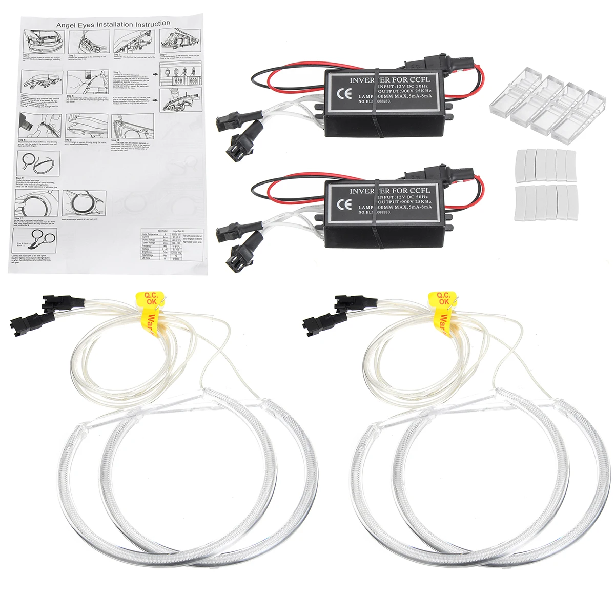 4X CFL Angel Eyes 131MM White DRL Ring Car Headlight Retrofit For BMW E36 3 E38 7 E39 5 E46 3 1990-2005