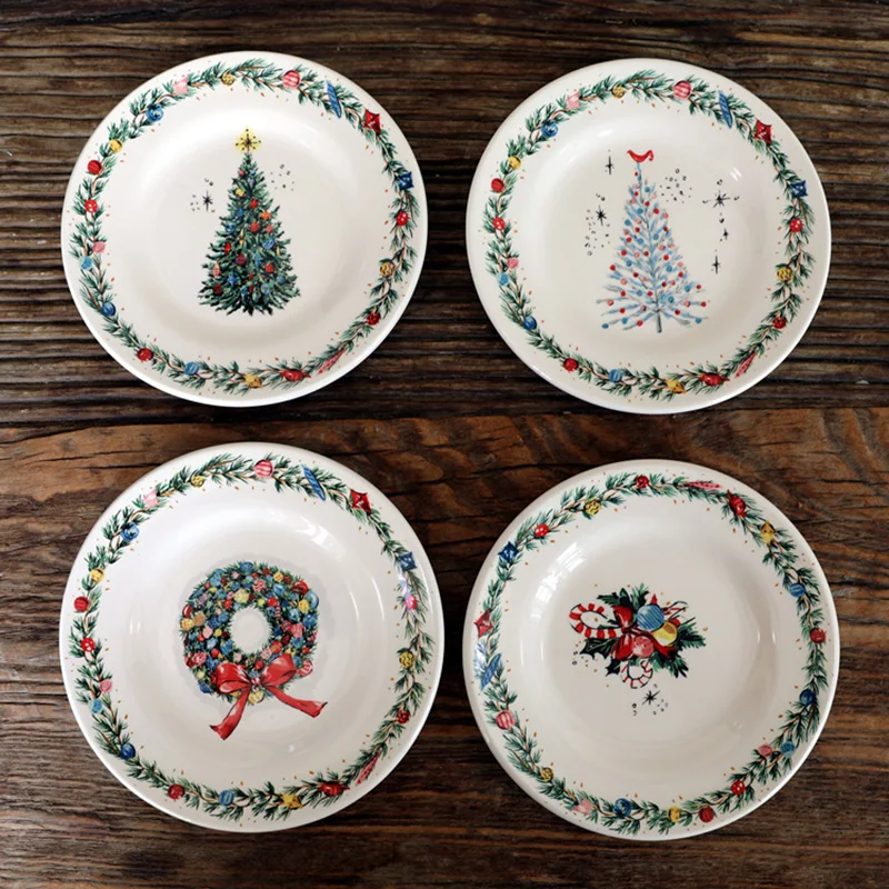 Christmas Plate 16cm Ceramic Christmas Tree Dessert Cake Stand Plates