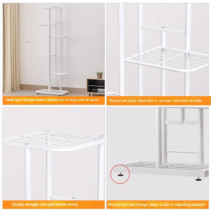 Home Balcony Storage Rack Wrought Iron Multi-layer Floor Flower Pot Rack Modern Minimalist Flower Stand Outdoor Flower Stands