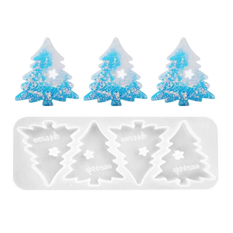 E0BF Moulds Christmas Tree Shaped Hand-Making Soap Molds Silicone Clay Mould