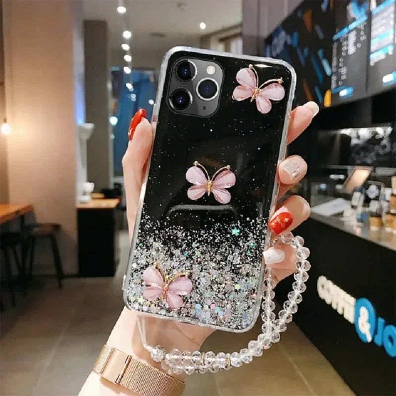 Coque à paillettes papillon pour Oppo A57, A54, A9, A5 2020, A17, A15, A96, A58, A78, A98, A36, A76, A72, A52, A74, A95, A93, A55_voghion.com