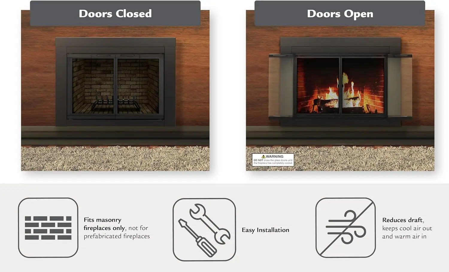 Ascot Fireplace Glass Door AT-1002 Large